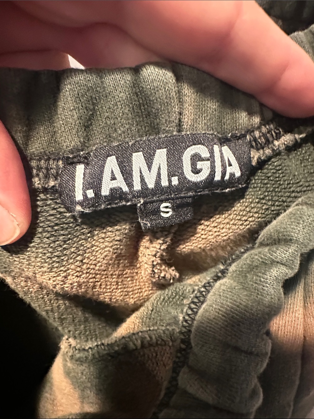 I.AM.GIA Olive Green & Cream Tie-Dye Jogger Pants - Picture 3 of 3